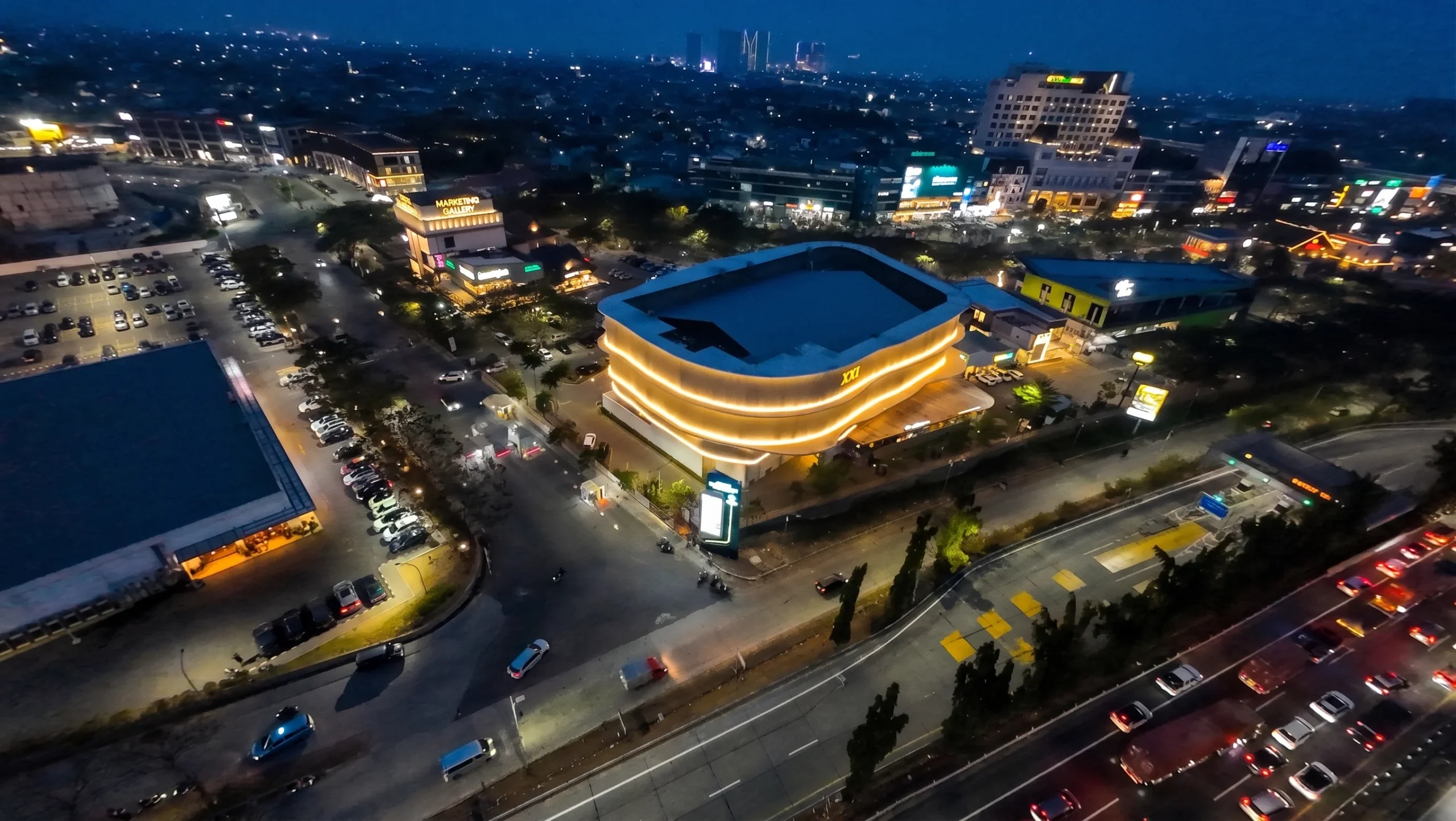 Aerial night view of Grand Kota Bintang area